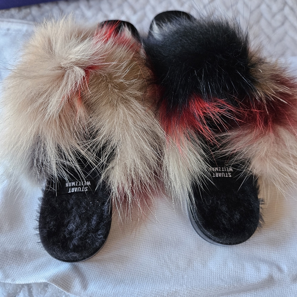 Stuart Weitzman Furgetit Fox Fur Flats Multicolor… - image 6